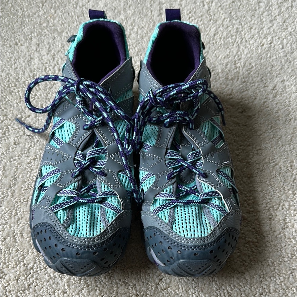 Merrell Gray and Blue Athletic Shoes with Sturdy Soles
